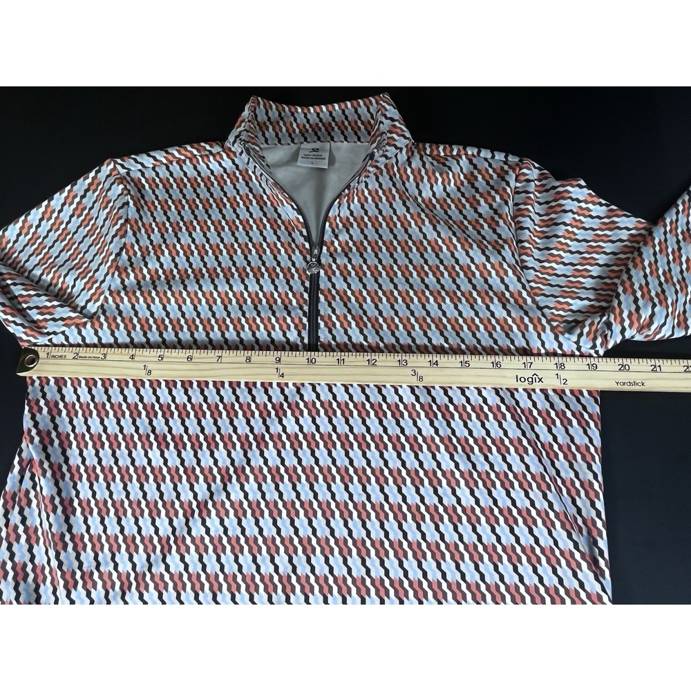 Daily Sports Delta Long-Sleeved Top Orange Blue 1/4 Zip Pullover Size Large - Picture 4 of 8